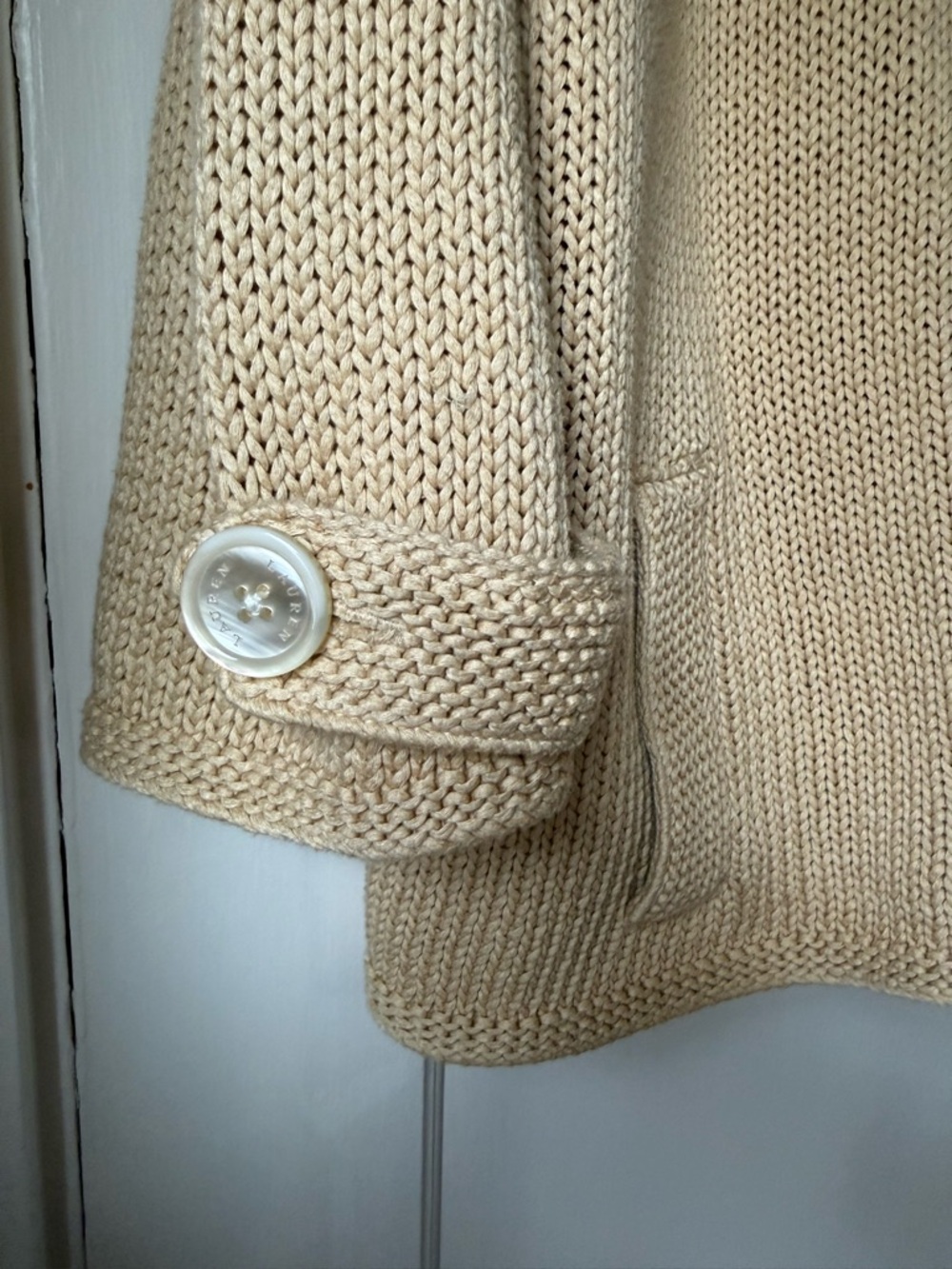 Ralph Lauren “Canyon Tan” Collared Button Knit Cardigan - Picture 6 of 10